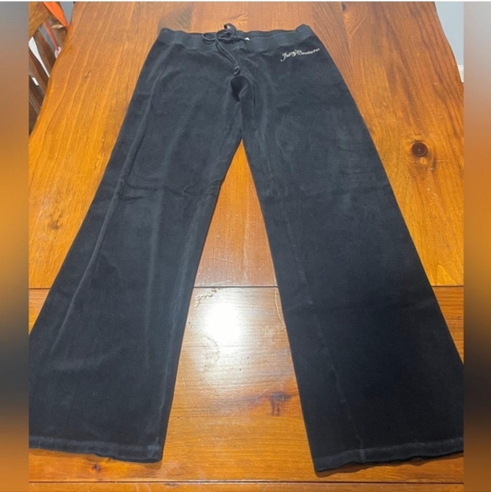 Vintage Juicy Couture Womens Y2k Black French Terry Lounge Pants